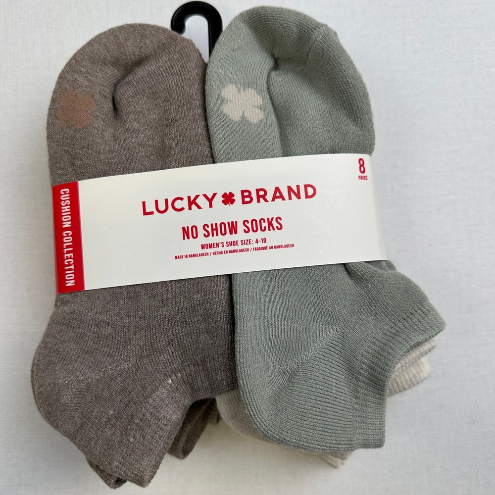 Lucky Brand No Show Socks 8 Pack Neutral Womens Size 4-10